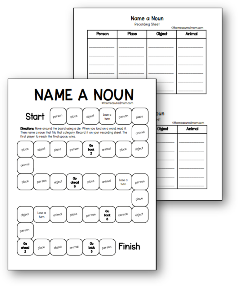 Name a noun game The Measured Mom