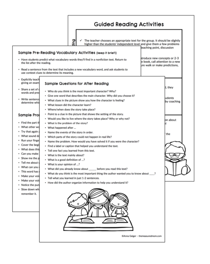 Before, during & after guided reading activities The Measured Mom