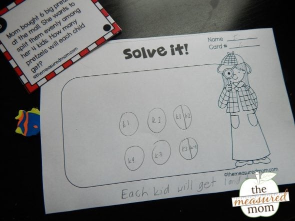 Grab a free set of 18 equal sharing math task cards - in three different levels! 