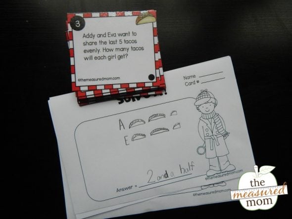 Grab a free set of 18 equal sharing math task cards - in three different levels! 
