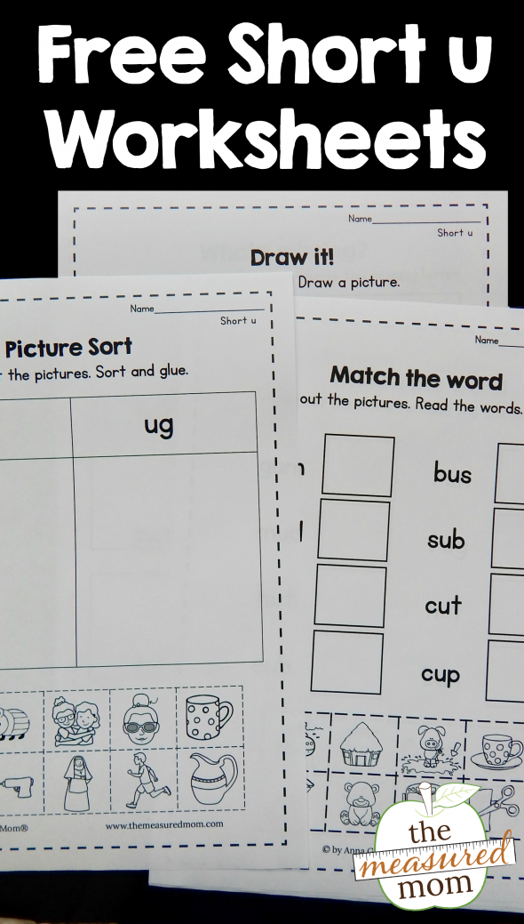 Grab this bundle of free short u worksheets!