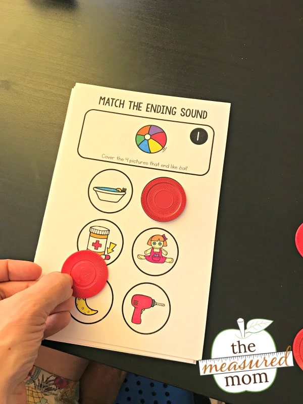 Ending sounds activity - The Measured Mom