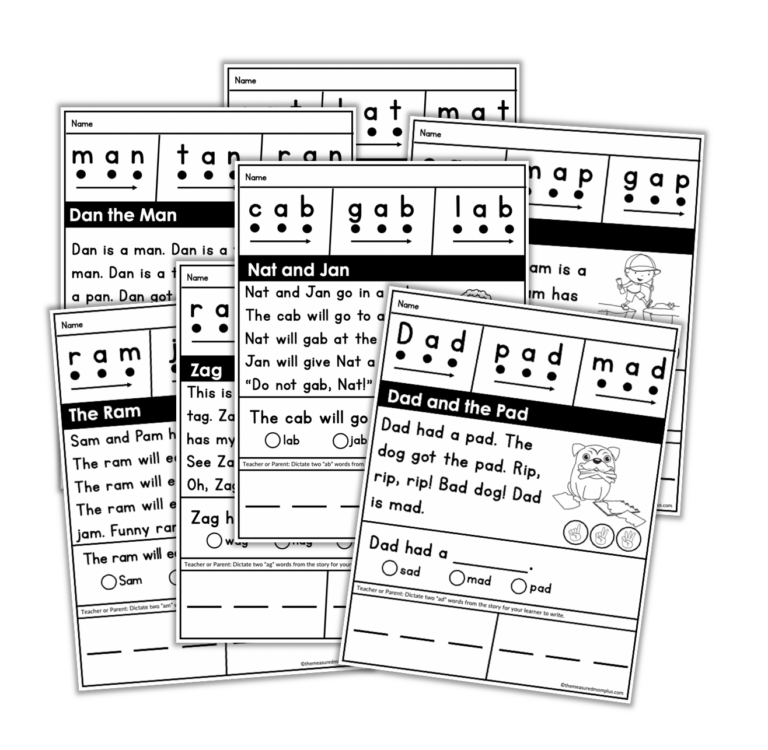 Free decodable passages for short a CVC words The Measured Mom