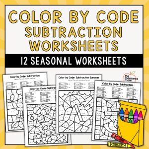 Color by Code Subtraction Worksheets