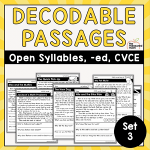 Decodable Passages: Words with open syllables, -ed endings, & CVCE words